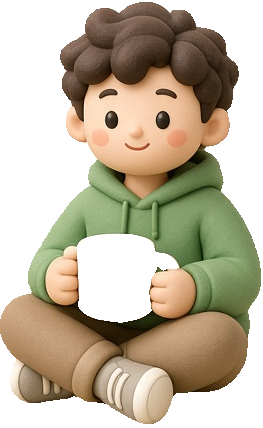 Illustration of a person sitting cross-legged, holding a mug, taking a quiet morning moment.